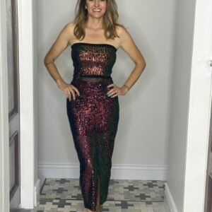 Midnight Chroma Sequin Midi Skirt